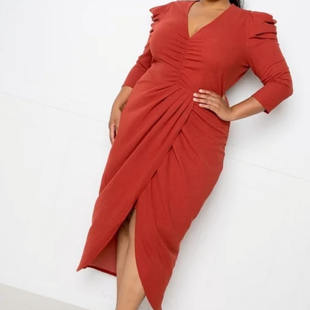 Puffed Sleeve Tulip Dress